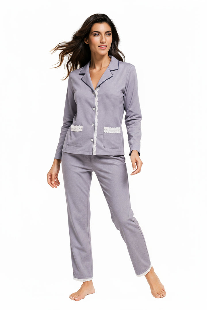 Pigiama Donna Interlock Aperto Esmeralda