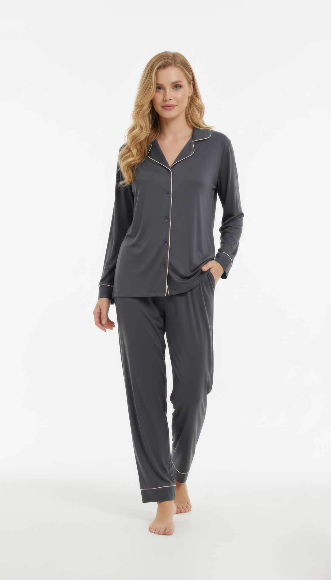 Pigiama donna aperto in Milk Silk CHERIE