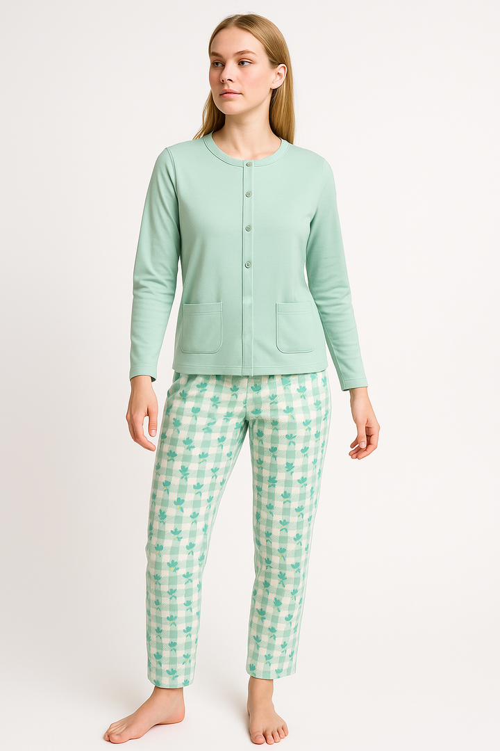 PIGIAMA DONNA  MANICA LUNGA APERTO MUNA