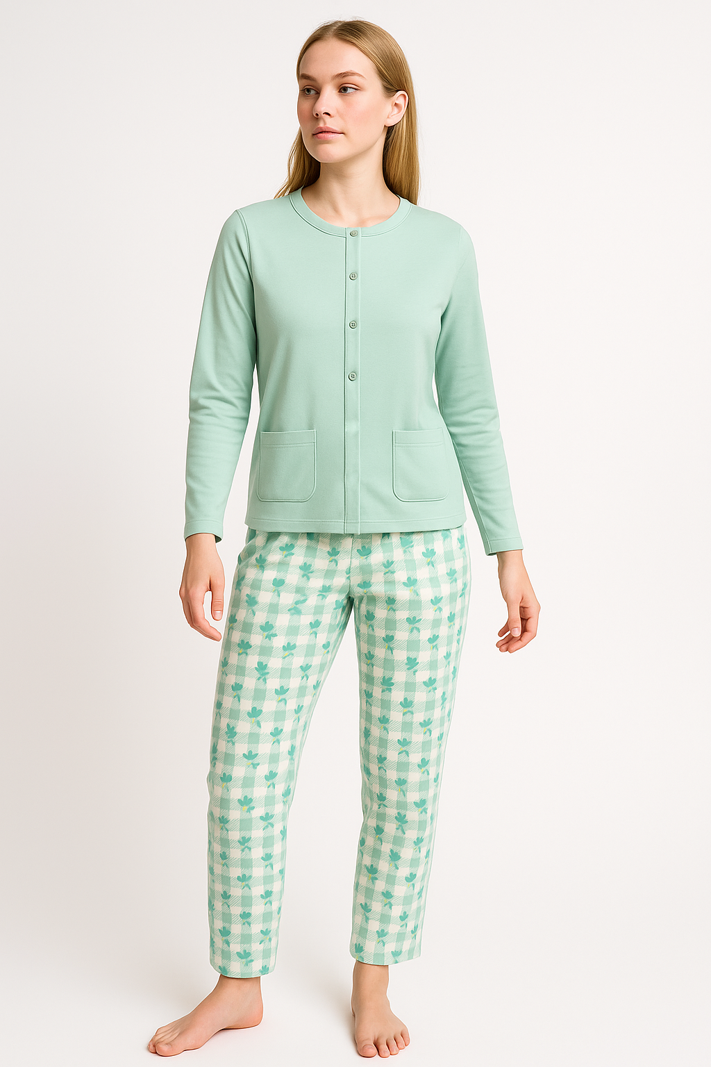 PIGIAMA DONNA CALIBRATO MANICA LUNGA APERTO MUNA