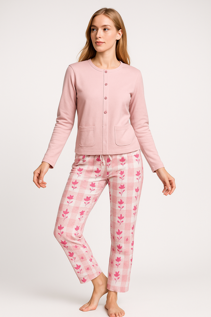 PIGIAMA DONNA CALIBRATO MANICA LUNGA APERTO MUNA