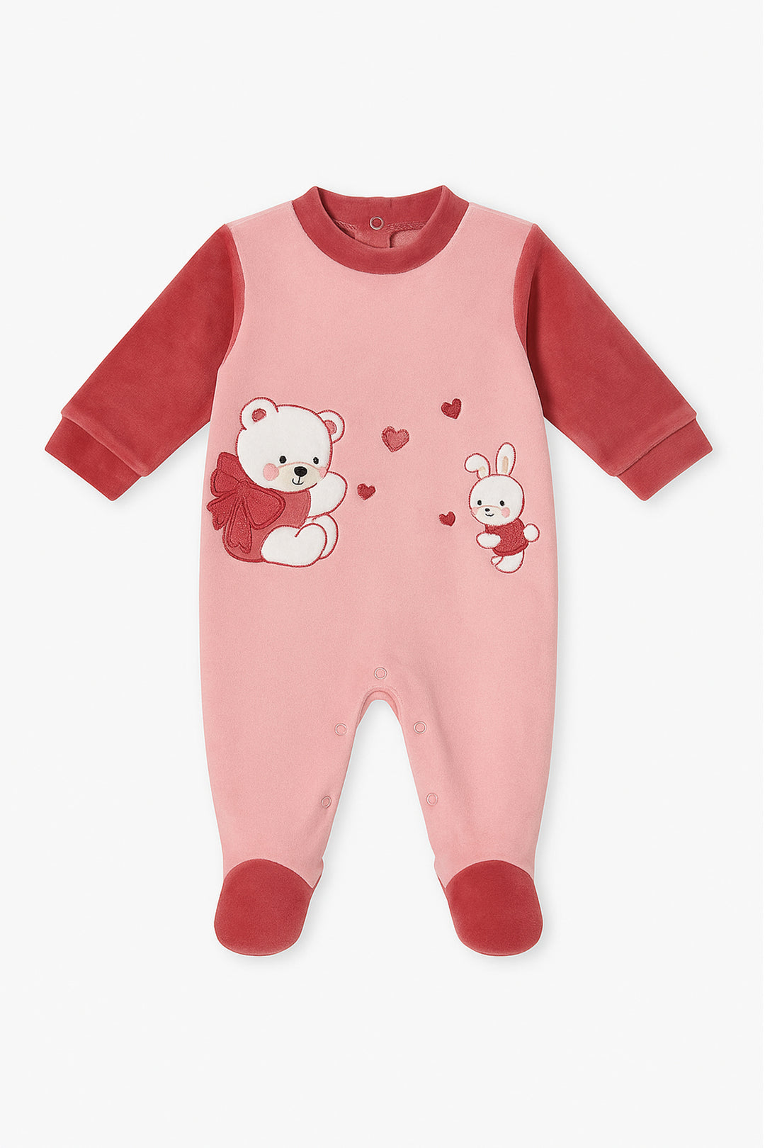 Tutina velour baby cuoricini