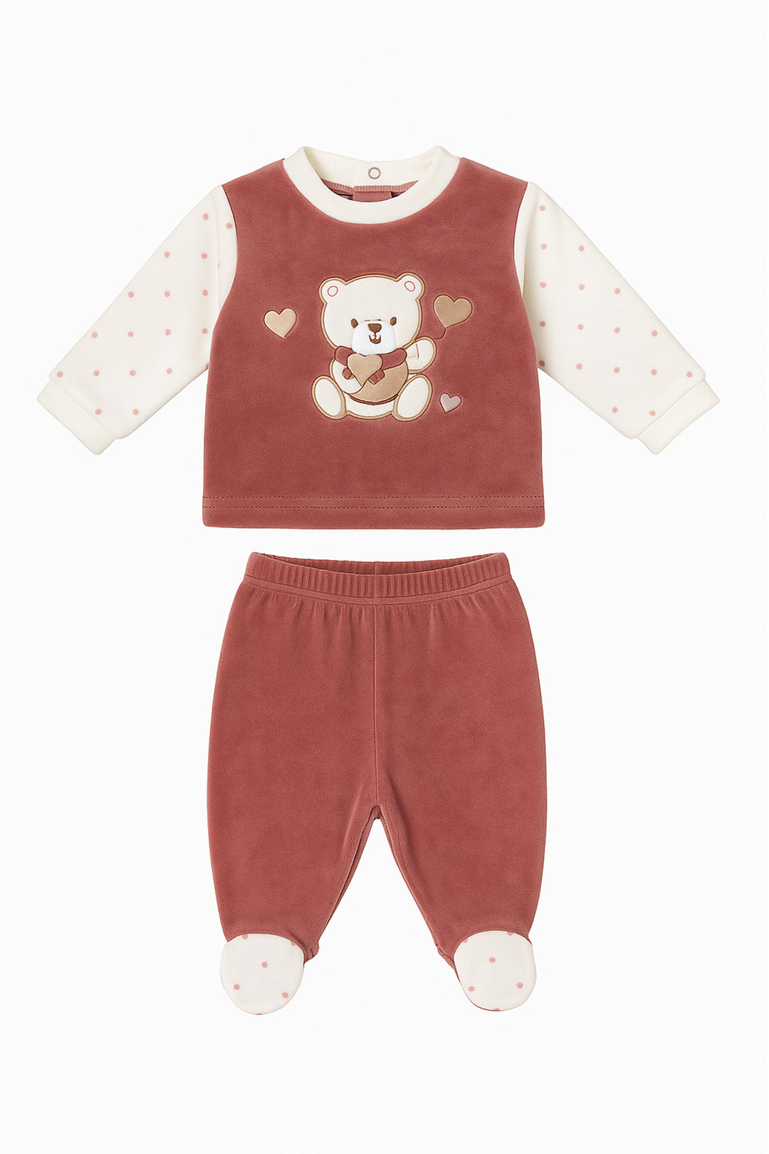 Completino velour baby pois