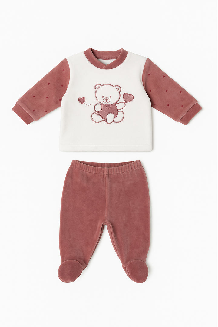 Completino velour baby pois