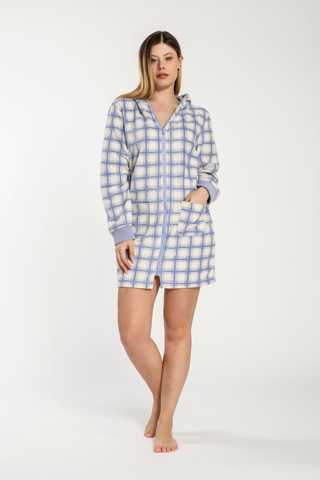 Vestaglia  Calibrata Micropile C/Zip  Blanca